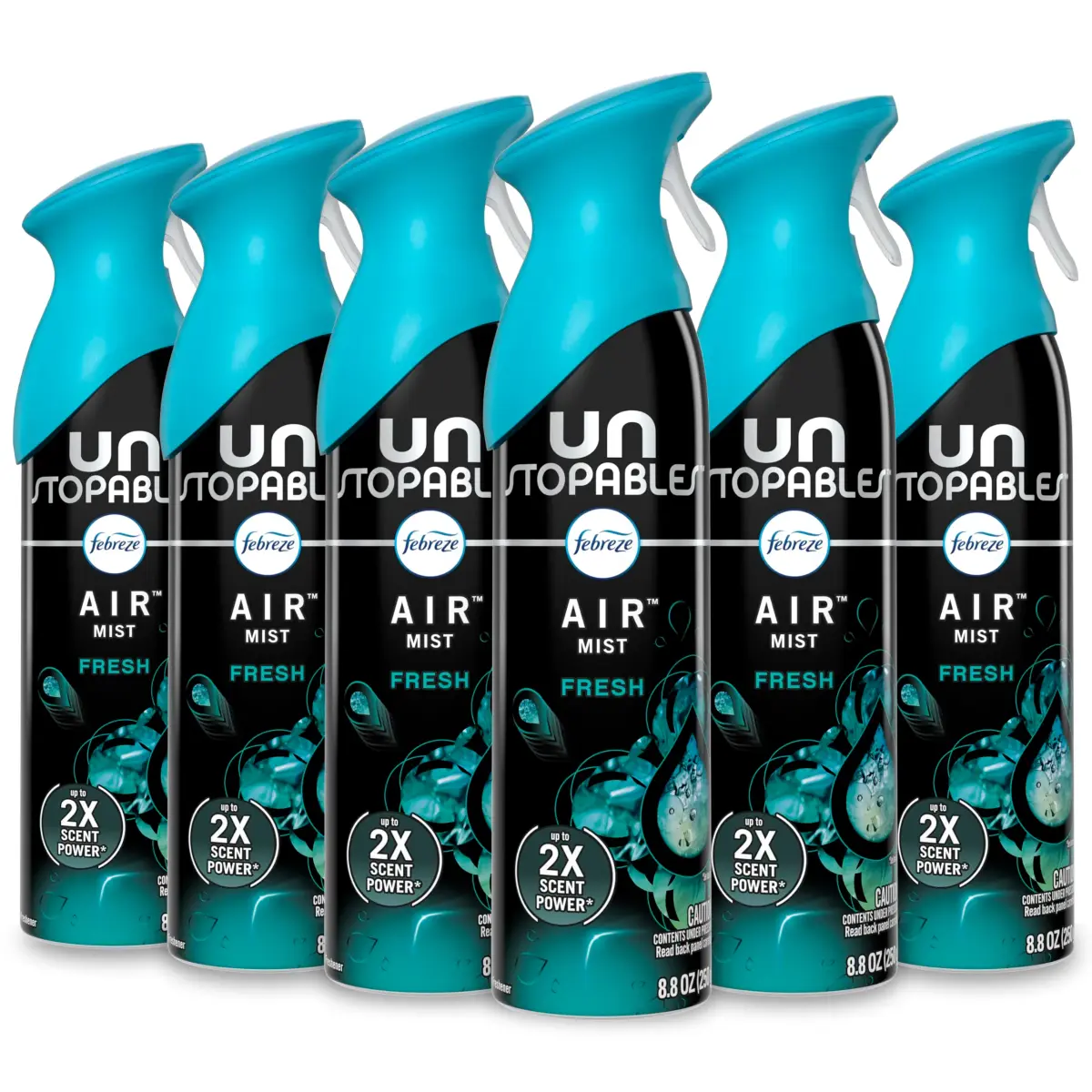 Febreze Unstopables Air Freshener Spray, Fresh Scent, 156 g (5.5 Oz) Bottles, Pack of 6 | Long-Lasting Luxury Fragrance — 52.8 Ounce - main product image