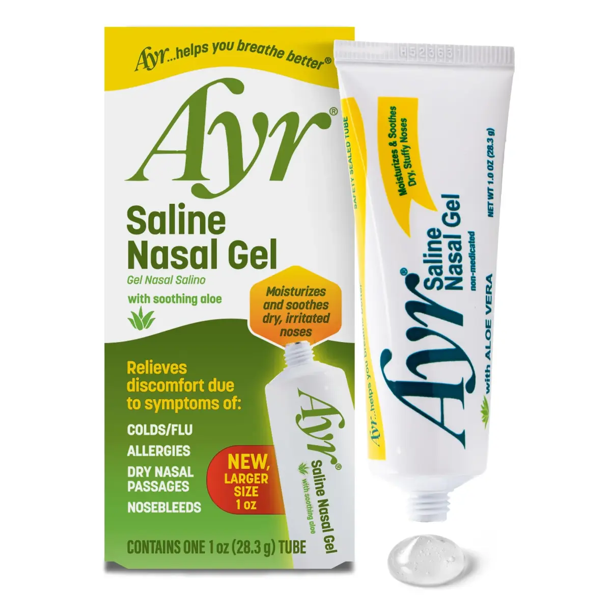 AYR Saline Nasal Gel with Aloe, 3 x 1 oz (3 oz Total) | Soothes Dry Noses - main product image