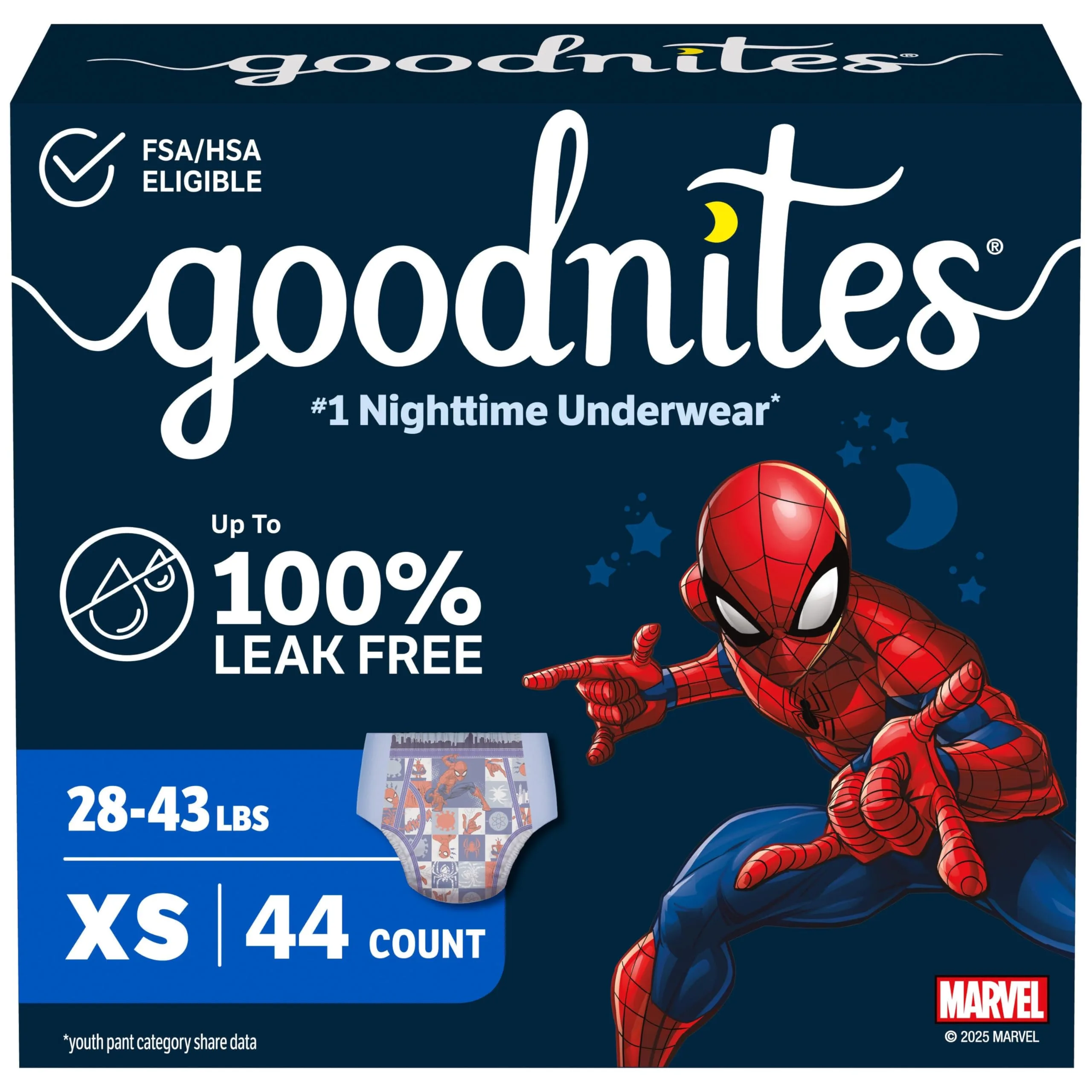 GoodNites Boys' Nighttime Underwear, Extra Small (28-43 lbs) | USA Imported Leak-Free Protection - main product image