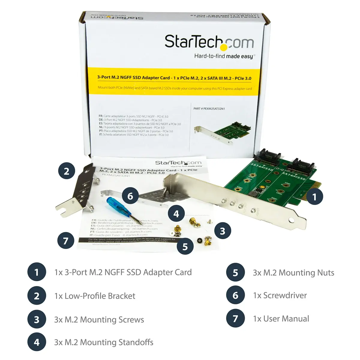 StarTech.com 3-Port M.2 Adapter, 1x NVMe & 2x SATA III, LEDs, PCIe 3.0 x4 (40Gbps) | 2280/2260/2242/2230 SSD Support - view 5