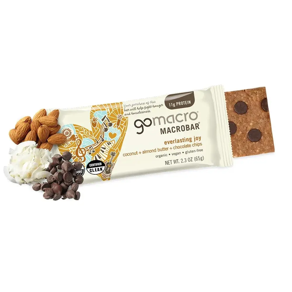 GoMacro MacroBar Organic Vegan Protein Bar - Coconut Almond Butter Chocolate Chip 65g (2.3 Oz) | 11g Protein - view 2