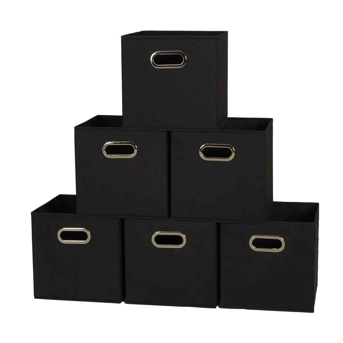 Household Essentials Foldable Fabric Storage Bins 6 Piece Set | Classic Black, Stackable & Space-Saving (70-120 chars) - main product image