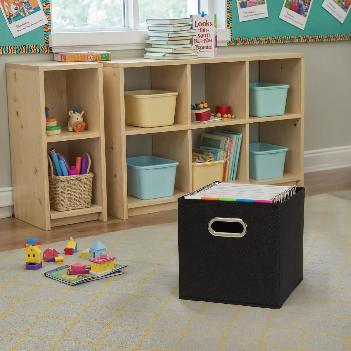 Household Essentials Foldable Fabric Storage Bins 6 Piece Set | Classic Black, Stackable & Space-Saving (70-120 chars) - view 6