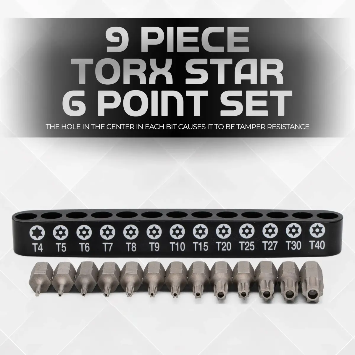RamPro 15Pc Security Torx Bit Set T5-T50 with 1/4" Hex Shank | Tamper Proof Driver Bits for Automotive & Electronics - view 4