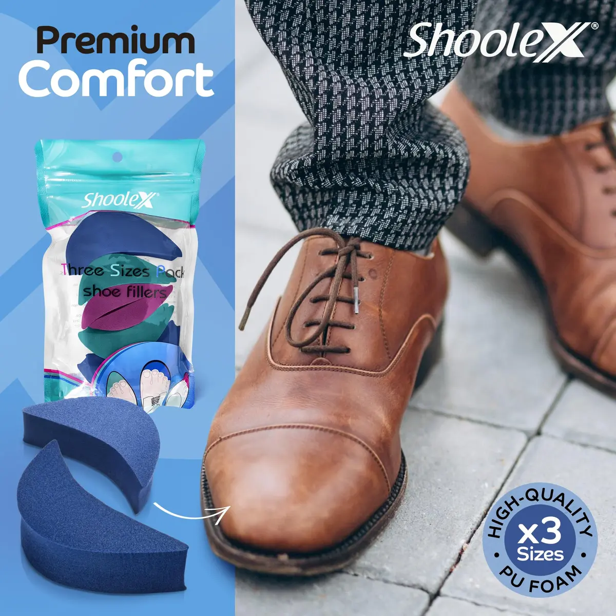 Shoolex Shoe Filler 3 Sizes in One Pack | PU Foam Toe Cushion Inserts for Big Shoes - view 3