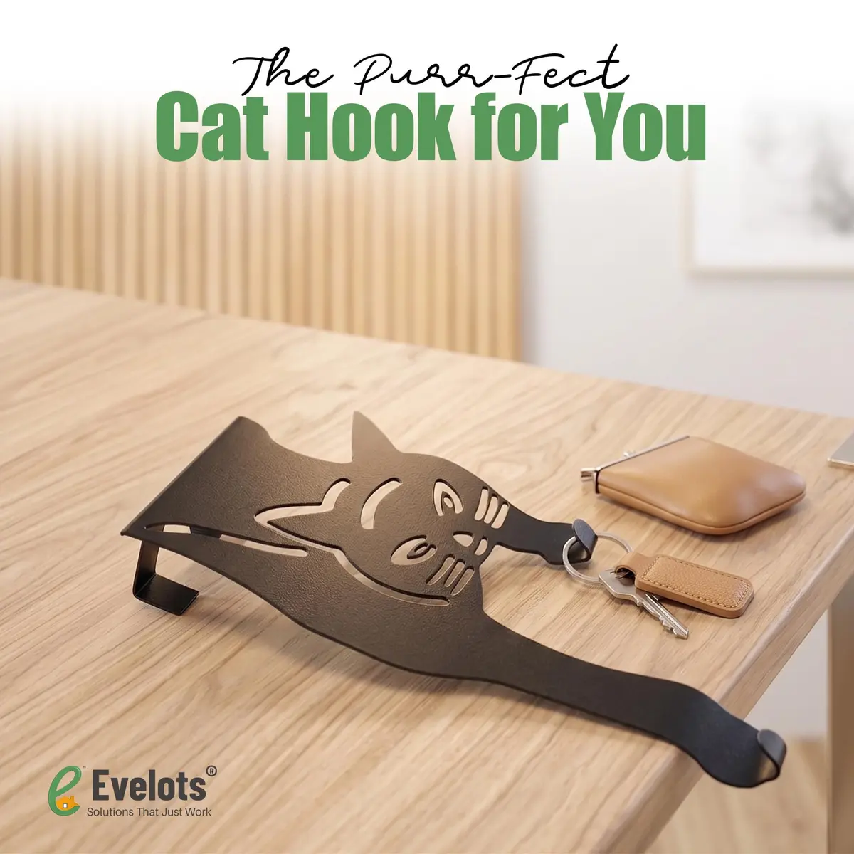 Evelots Cat Over the Door Hooks, Heavy Duty Metal Coat & Towel Hanger | Space-Saving Cat Design, Holds Up to 20 lbs - view 8
