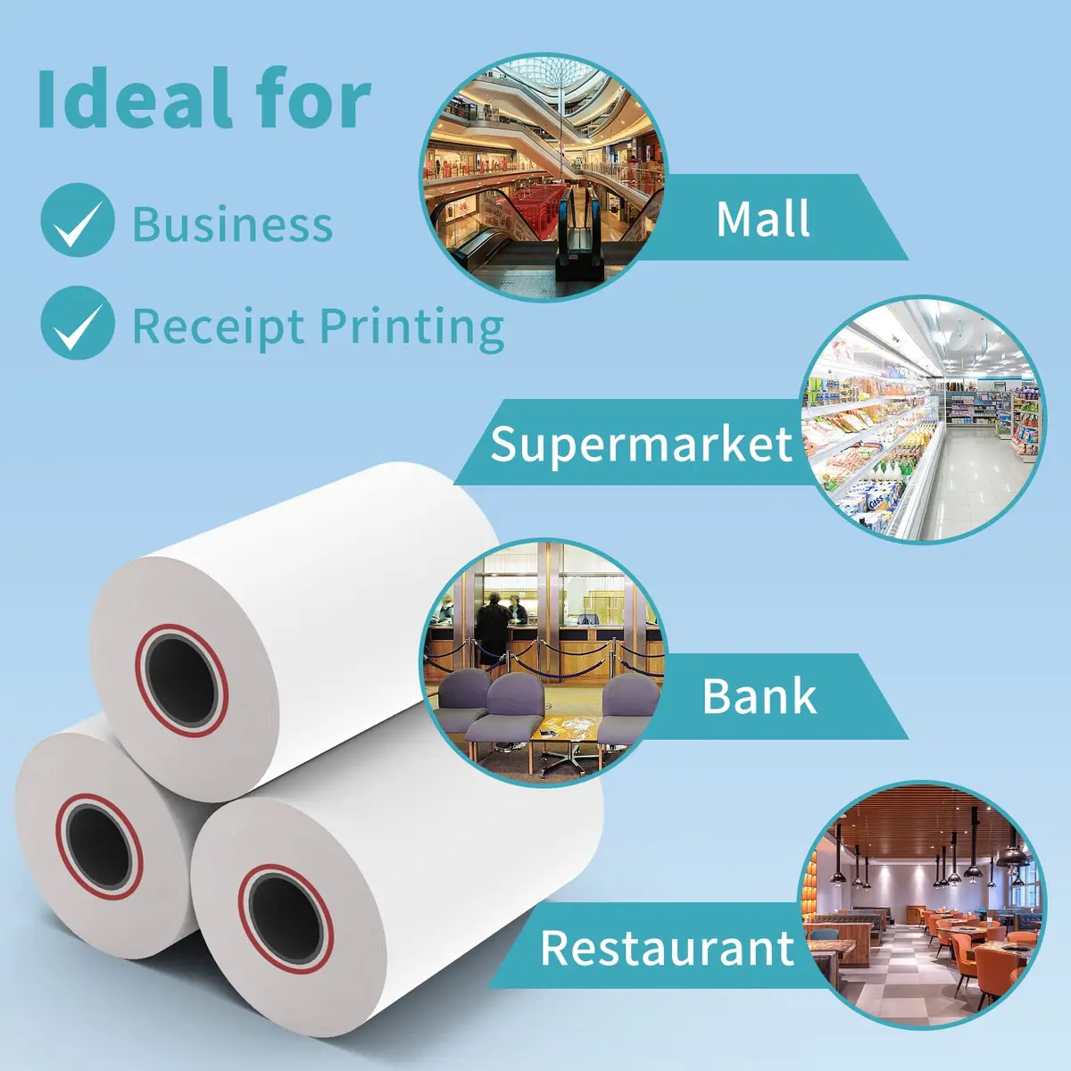 MFLABEL Thermal Receipt Paper 50 Rolls | Bright, Crisp Prints for POS & Cash Registers - view 4