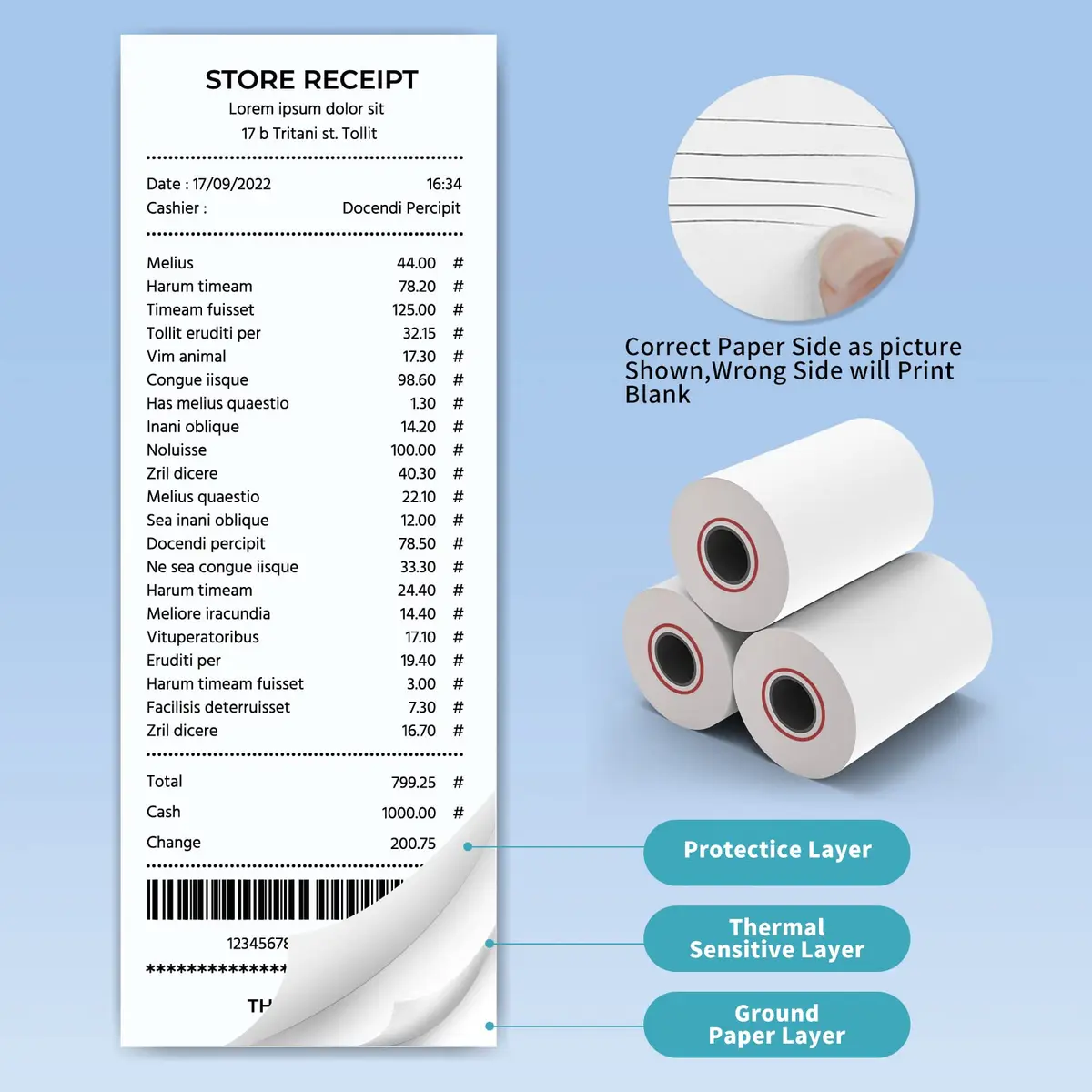 MFLABEL Thermal Receipt Paper 50 Rolls | Bright, Crisp Prints for POS & Cash Registers - view 6