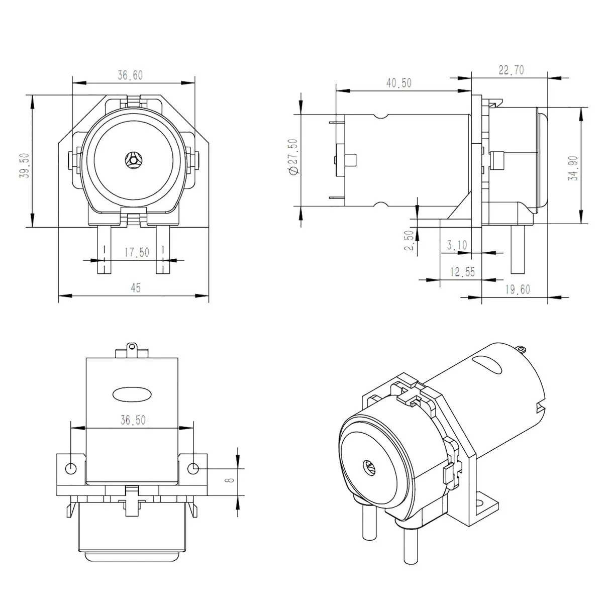 Gikfun 12V DC Dosing Pump Peristaltic Dosing Head with Connector for Aquarium Lab Analytic Diy - view 7