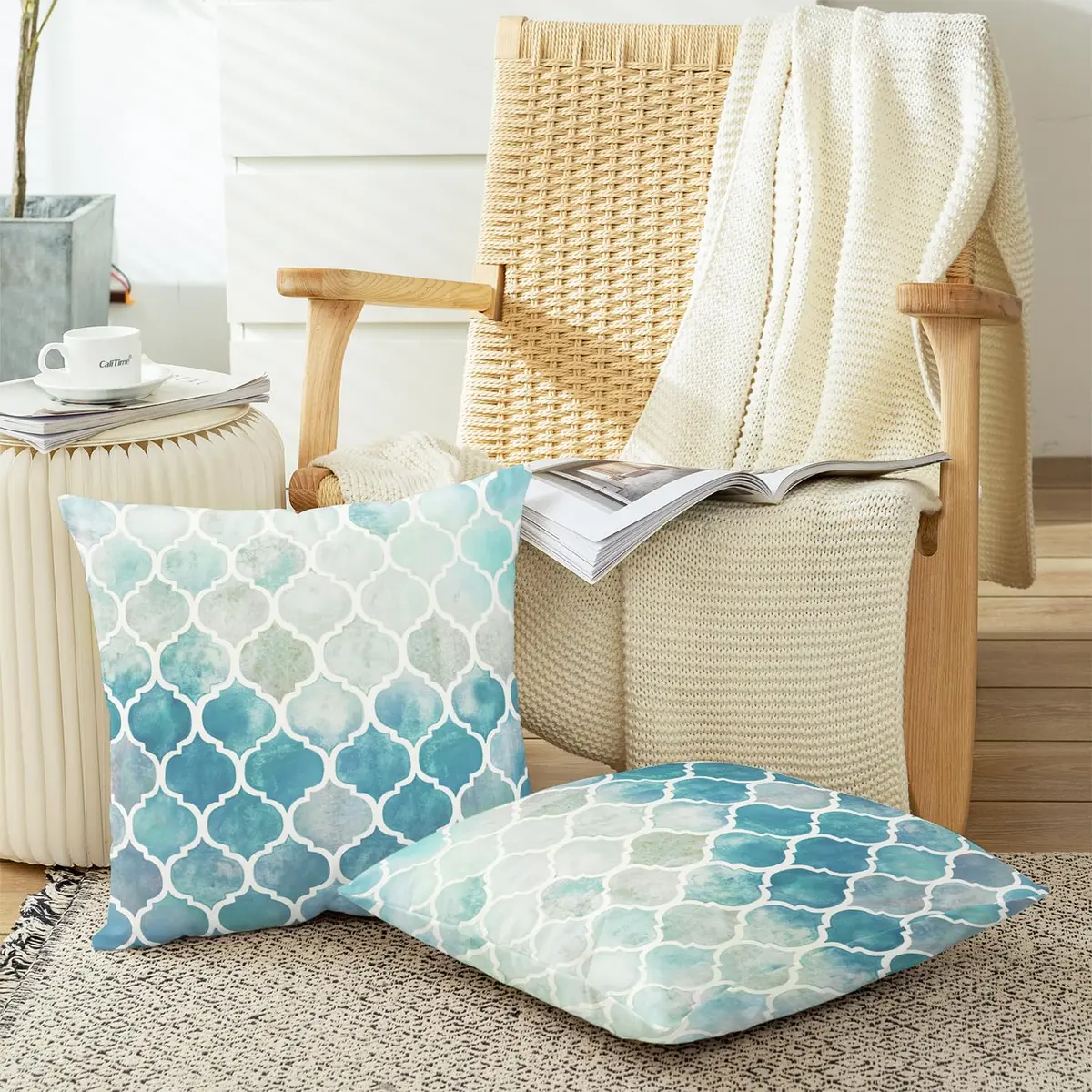 CaliTime Decorative Couch Accents Throw Pillow Covers 18 x 18 Inches | Modern Trellis Design with Zipper Closure - view 5
