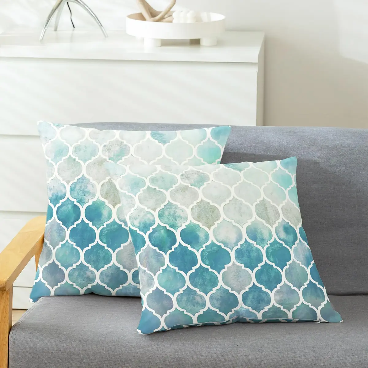 CaliTime Decorative Couch Accents Throw Pillow Covers 18 x 18 Inches | Modern Trellis Design with Zipper Closure - view 3