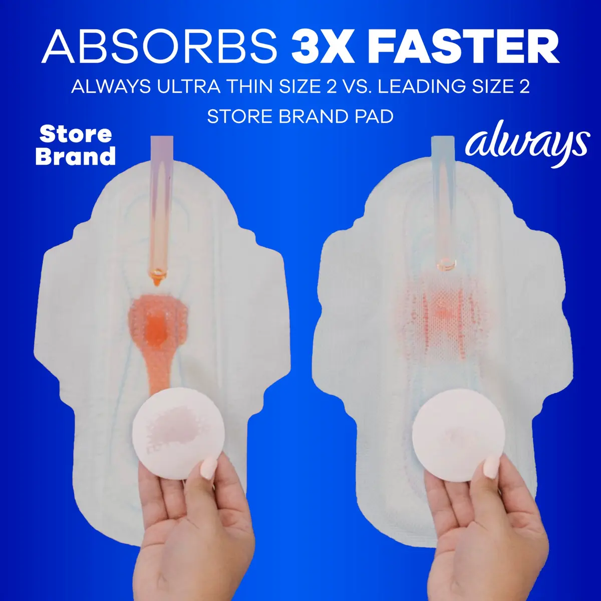 Always Ultra Thin Feminine Pads Without Wings, Size 1 Regular Absorbency, 132 Count | 100% Leak-Free Protection - view 4