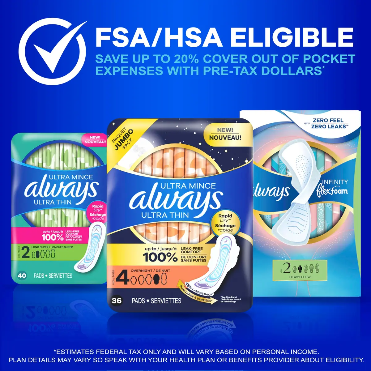 Always Ultra Thin Feminine Pads Without Wings, Size 1 Regular Absorbency, 132 Count | 100% Leak-Free Protection - view 8