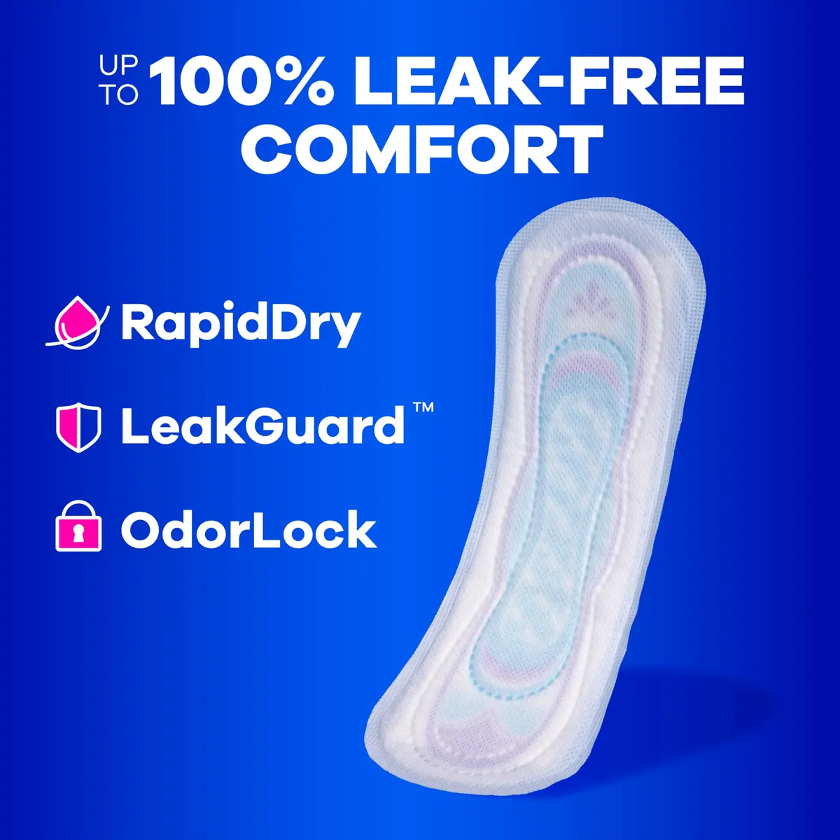 Always Ultra Thin Feminine Pads Without Wings, Size 1 Regular Absorbency, 132 Count | 100% Leak-Free Protection - view 3