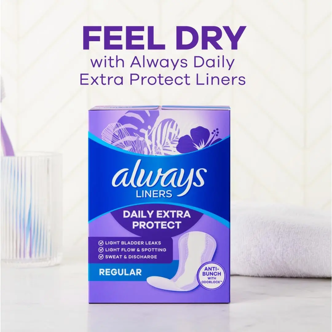 Always Xtra Protection Daily Liners Extra Long (92 Count) | LeakGuard + RapidDry for 10-Hour Comfort - view 6