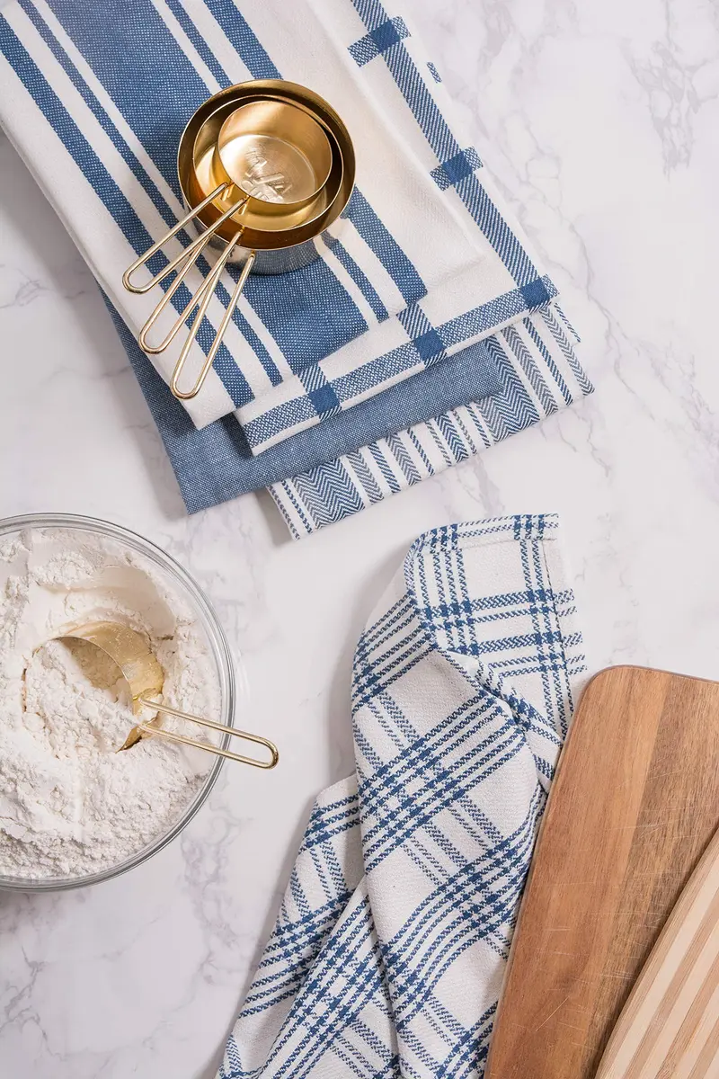DII Assorted Woven Kitchen Dishtowel Set 18x28" (45.7x71.1 cm) | 5 Piece 100% Cotton Absorbent Lint-Free Towels - view 6