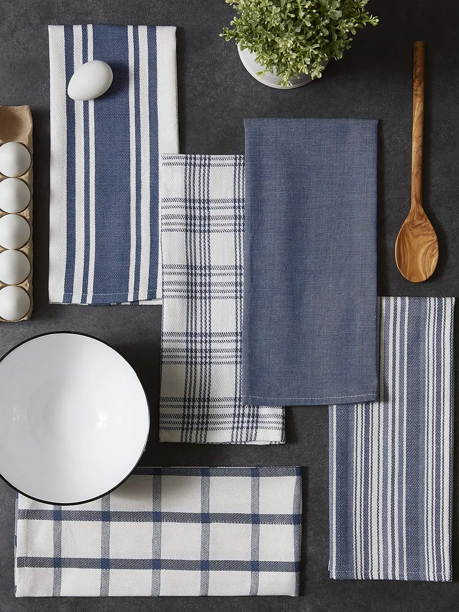 DII Assorted Woven Kitchen Dishtowel Set 18x28" (45.7x71.1 cm) | 5 Piece 100% Cotton Absorbent Lint-Free Towels - view 7