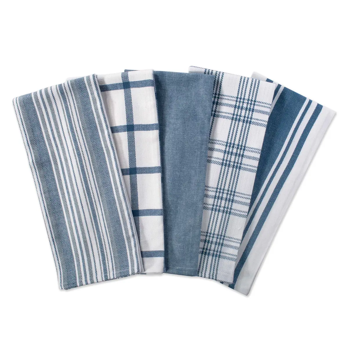 DII Assorted Woven Kitchen Dishtowel Set 18x28" (45.7x71.1 cm) | 5 Piece 100% Cotton Absorbent Lint-Free Towels - view 2