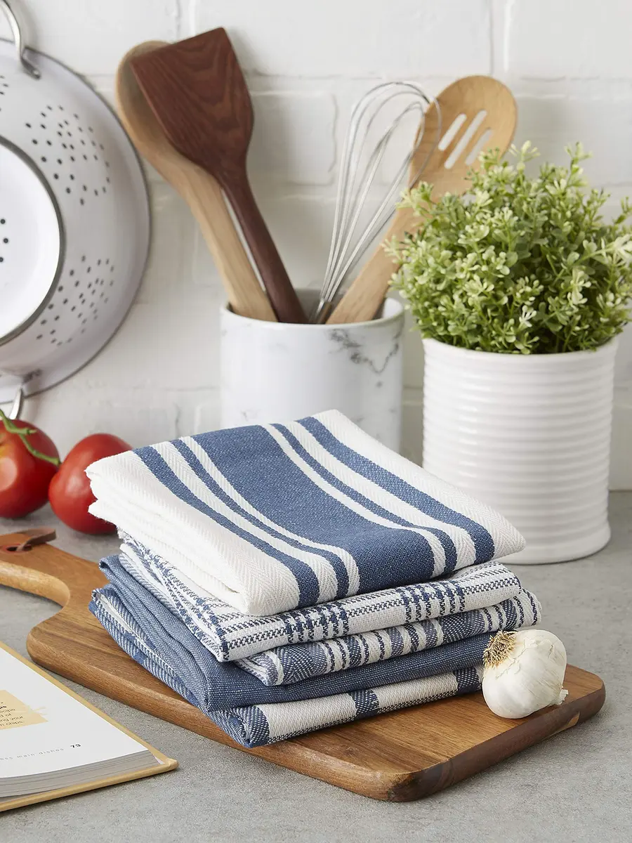 DII Assorted Woven Kitchen Dishtowel Set 18x28" (45.7x71.1 cm) | 5 Piece 100% Cotton Absorbent Lint-Free Towels - view 4