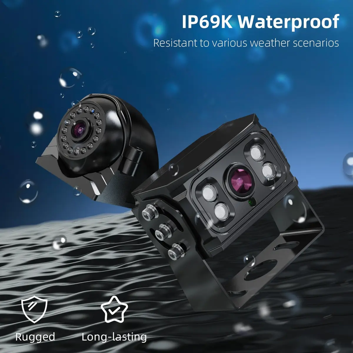 eRapta HD 1080p Backup Camera System Kit with 7-inch Monitor & 4 Cameras | 170° Wide Angle, IP69K Waterproof, DVR Recording - view 4