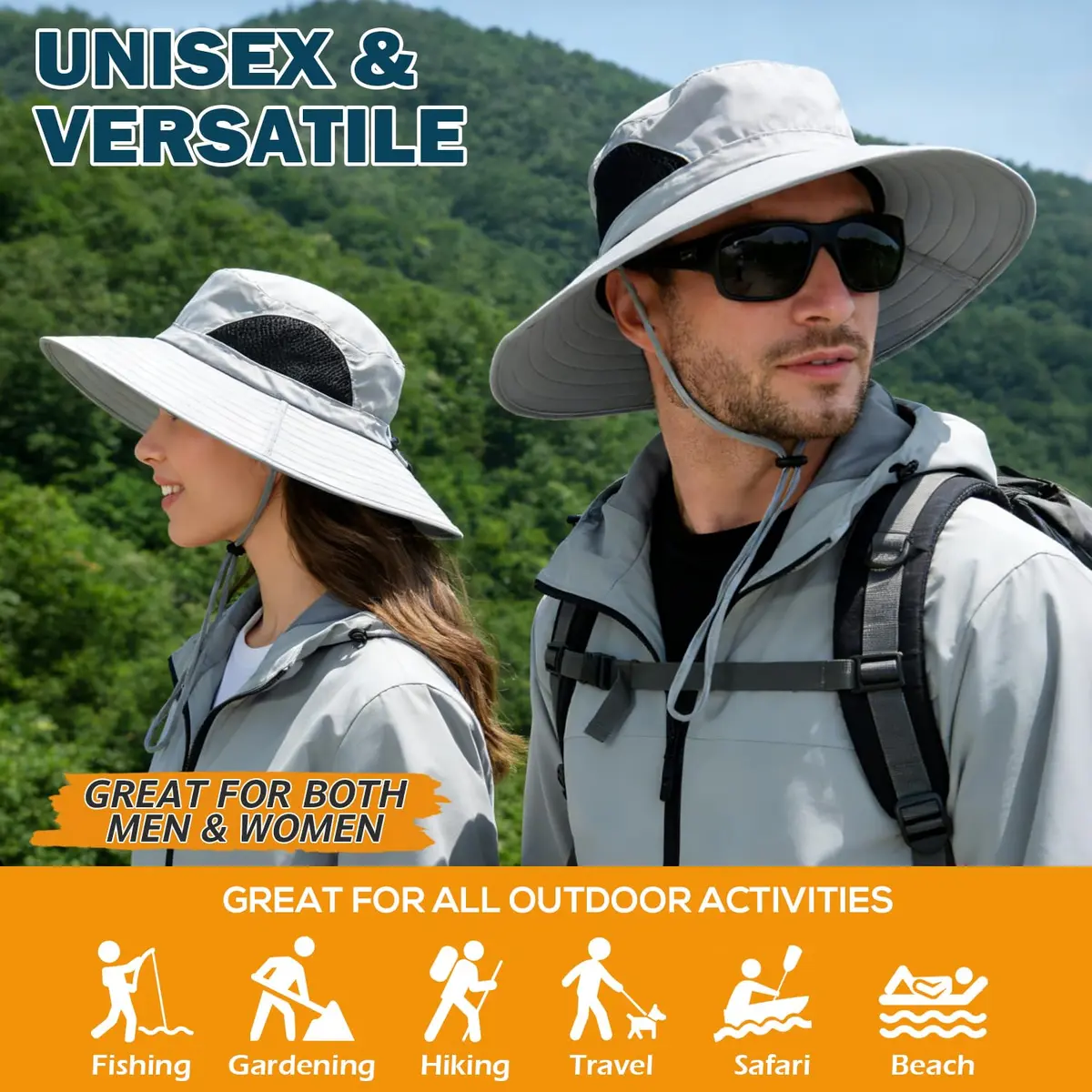 EINSKEY Wide Brim Sun Hat UPF 50+ Waterproof Packable for Men & Women | UV & Rain Protection - view 2