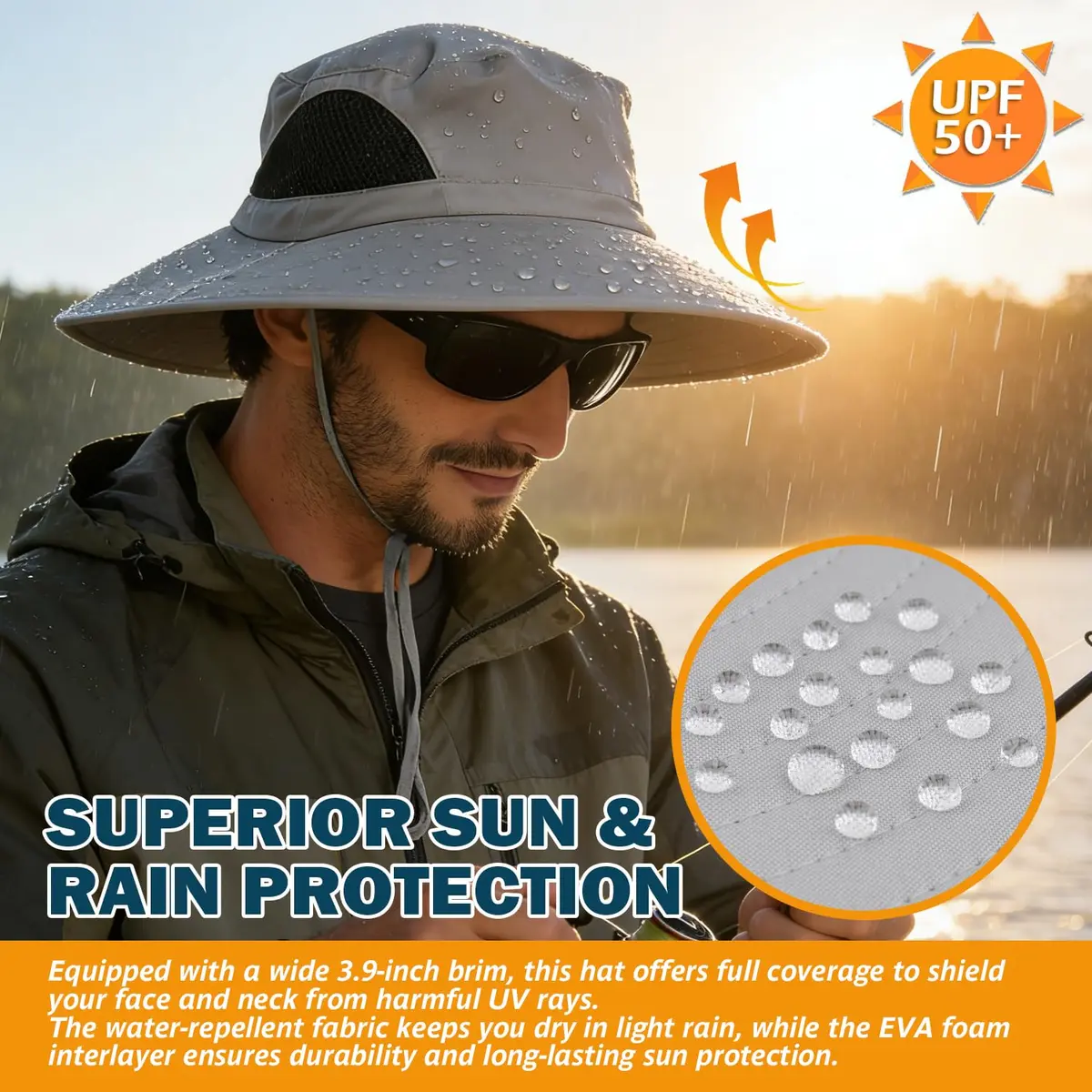 EINSKEY Wide Brim Sun Hat UPF 50+ Waterproof Packable for Men & Women | UV & Rain Protection - view 3