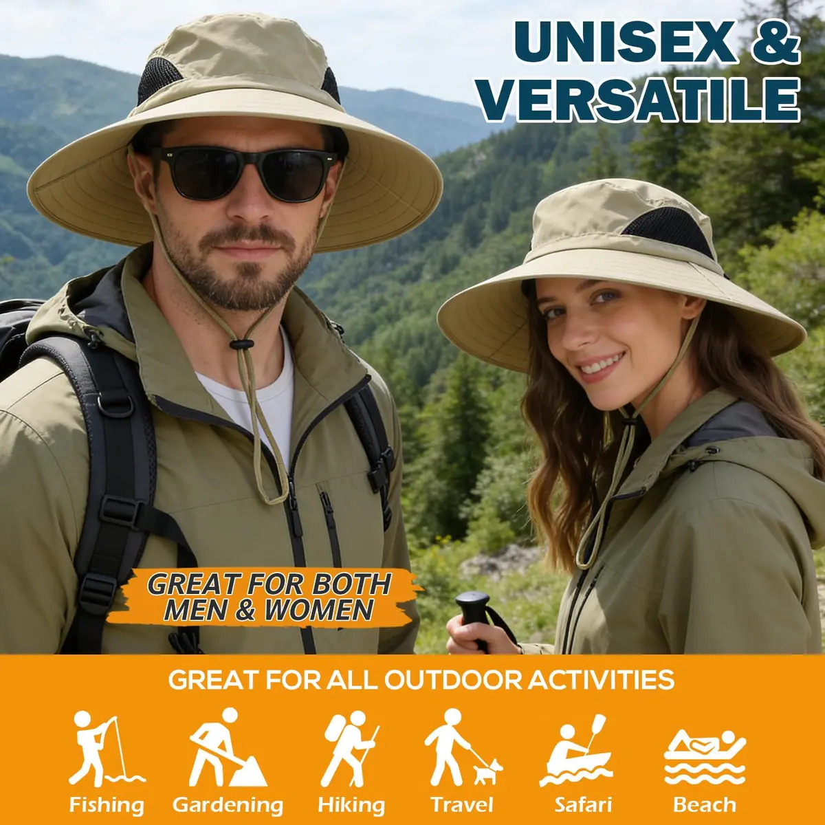EINSKEY Wide Brim Sun Hat UPF 50+ Waterproof Packable for Men & Women | UV Protection & Breathable (70-120 chars) - view 2
