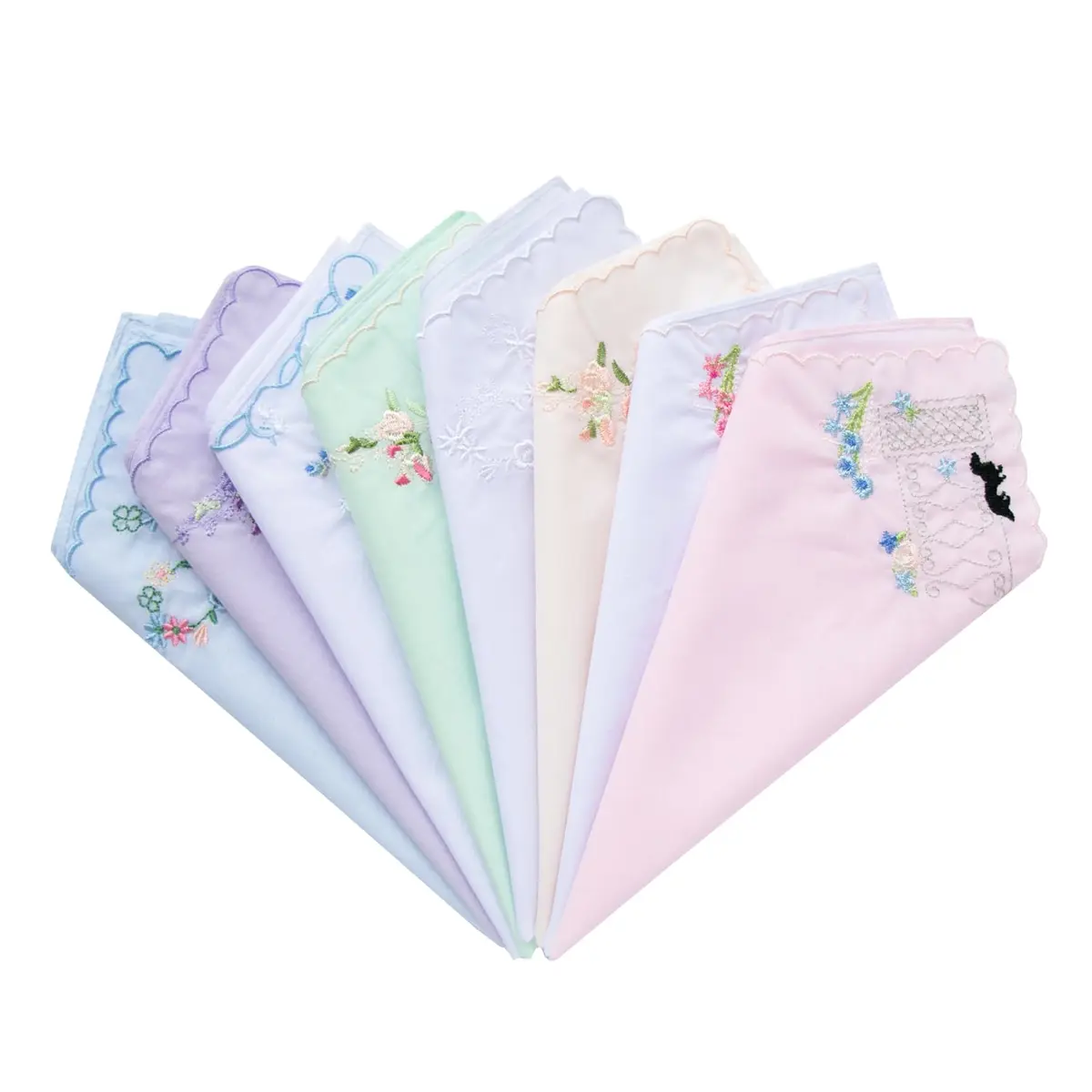 LACS Handkerchiefs Assorted Cotton Embroidered 12PCS | Soft, Scalloped Edges for Bridal & Daily Use - view 4