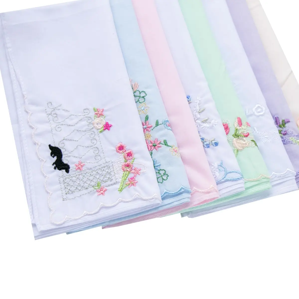 LACS Handkerchiefs Assorted Cotton Embroidered 12PCS | Soft, Scalloped Edges for Bridal & Daily Use - view 6