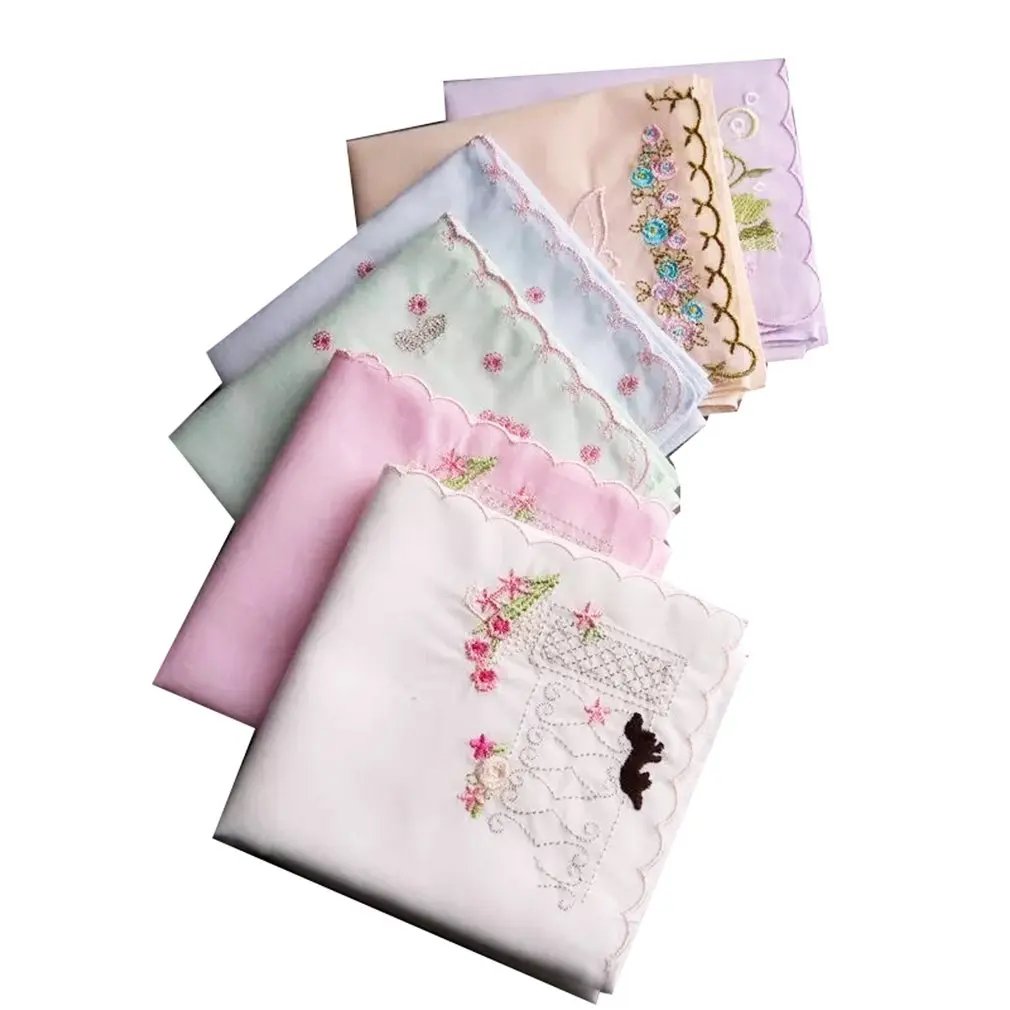 LACS Handkerchiefs Assorted Cotton Embroidered 12PCS | Soft, Scalloped Edges for Bridal & Daily Use - main product image
