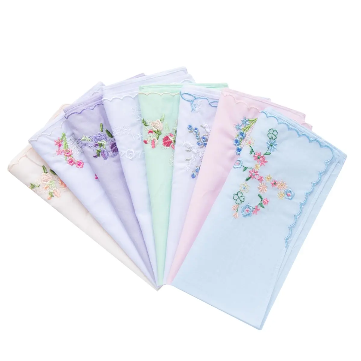 LACS Handkerchiefs Assorted Cotton Embroidered 12PCS | Soft, Scalloped Edges for Bridal & Daily Use - view 3