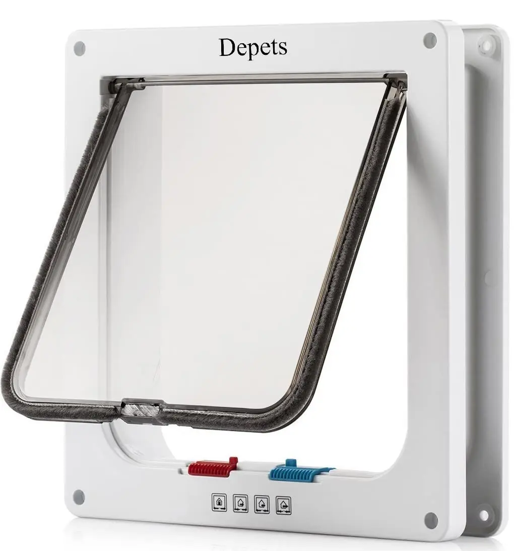 Depets Large Cat Door 23.5 cm (9.25") x 25.2 cm (9.92") | 4-Way Locking Weatherproof Pet Flap for Cats up to 8 kg - main product image