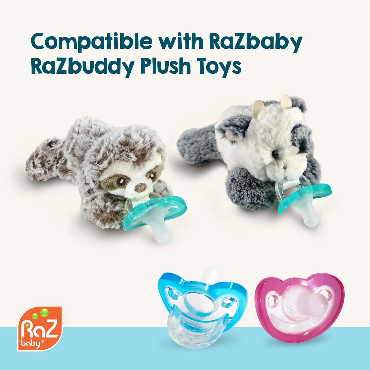 RAZBABY JollyPop Pacifier 2 Pack Pink | Natural Orthodontic Nipple, 3+ Months, USA Made - view 9