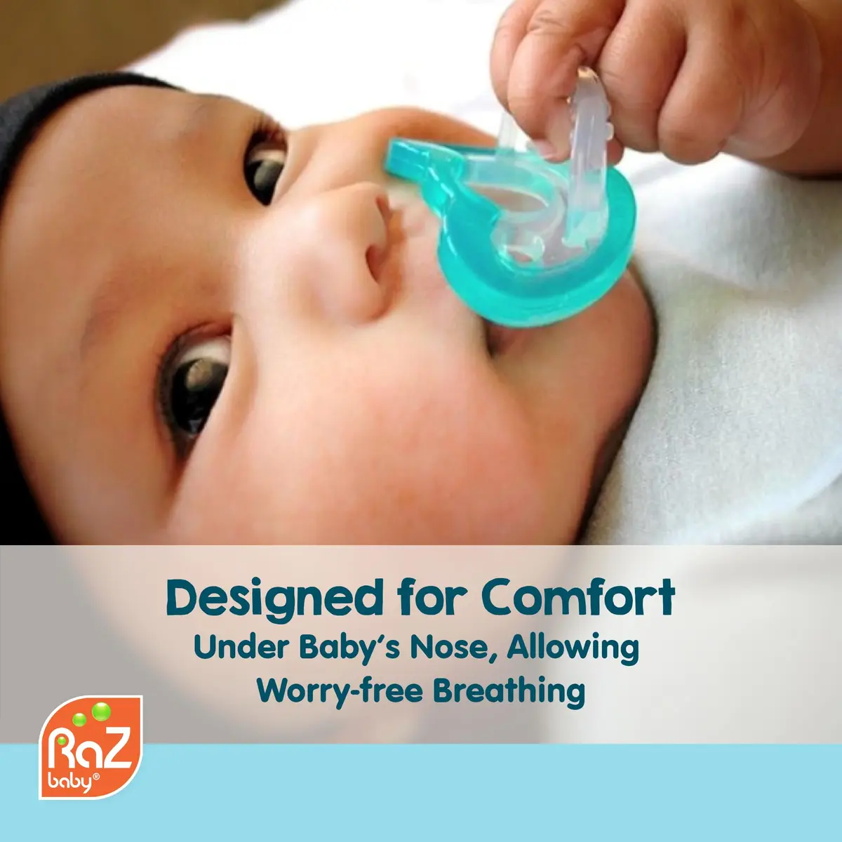RAZBABY Jollypop Pacifier for Babies 3 Months & Up | Natural Orthodontic Design, BPA-Free, USA Made, 2 Pack, Blue - view 6