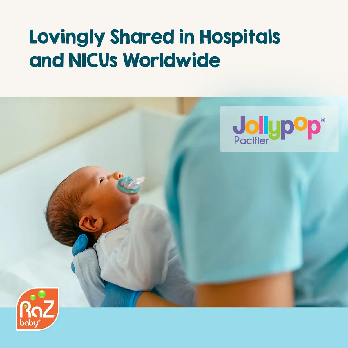 RaZbaby Jollypop Pacifier for Babies 3 Months+ | Natural Orthodontic BPA-Free Silicone Teether - view 2