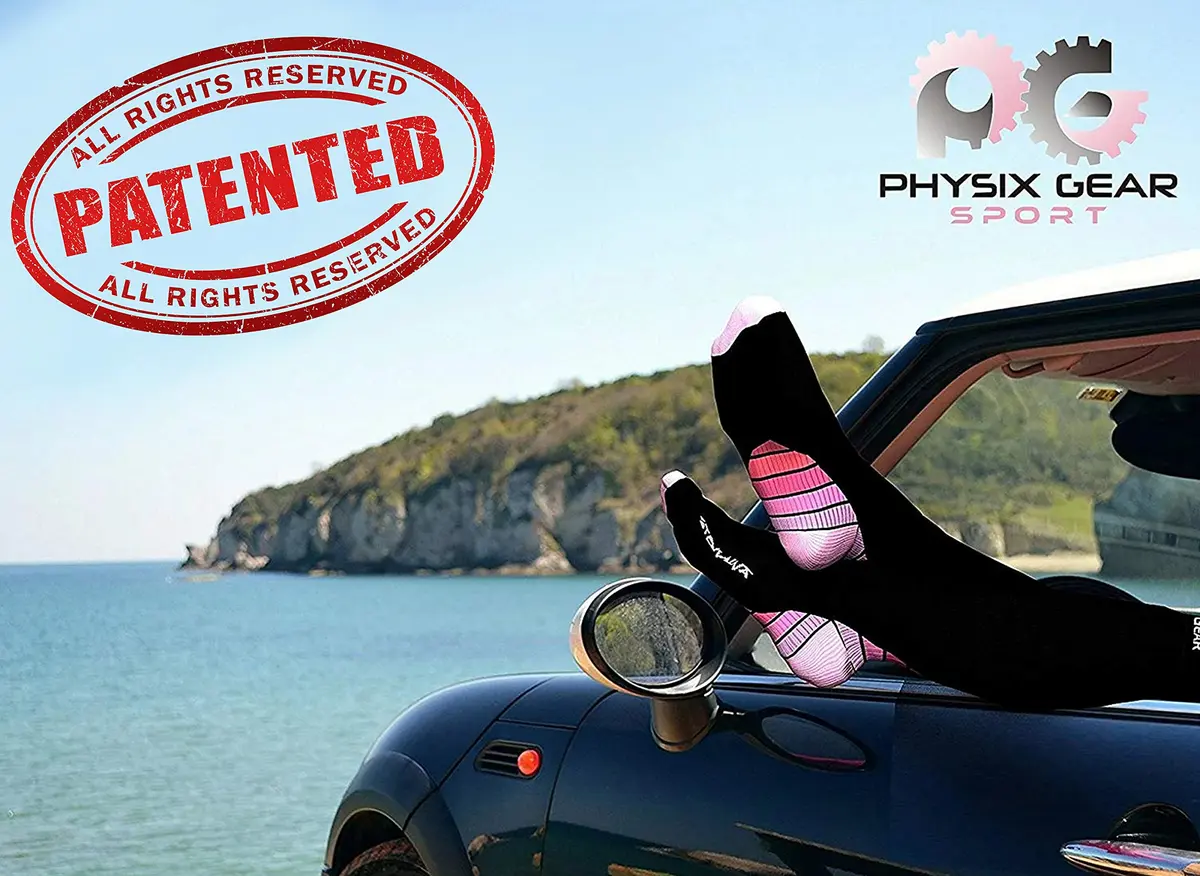 Physix Gear Sport Compression Socks Black/Pink S/M | Graduated Compression for Circulation & Travel - view 2