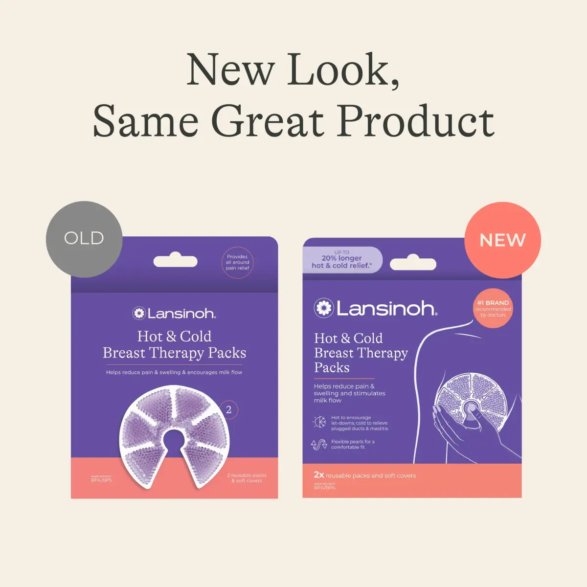 Lansinoh Breast Therapy Packs with Soft Covers, 2 Count (Pack of 1) | Hot & Cold Relief for Engorgement, Clogged Ducts, Mastitis - view 2