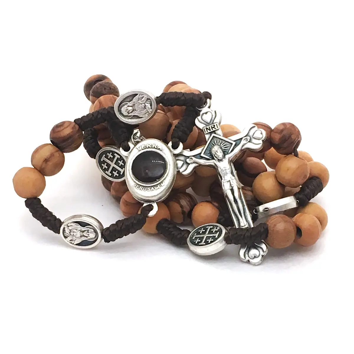 LION OF JUDAH MARKET / Cortina Olive Wood Rosary 15.5in | Holy Soil Christian Gift from Jerusalem - main product image