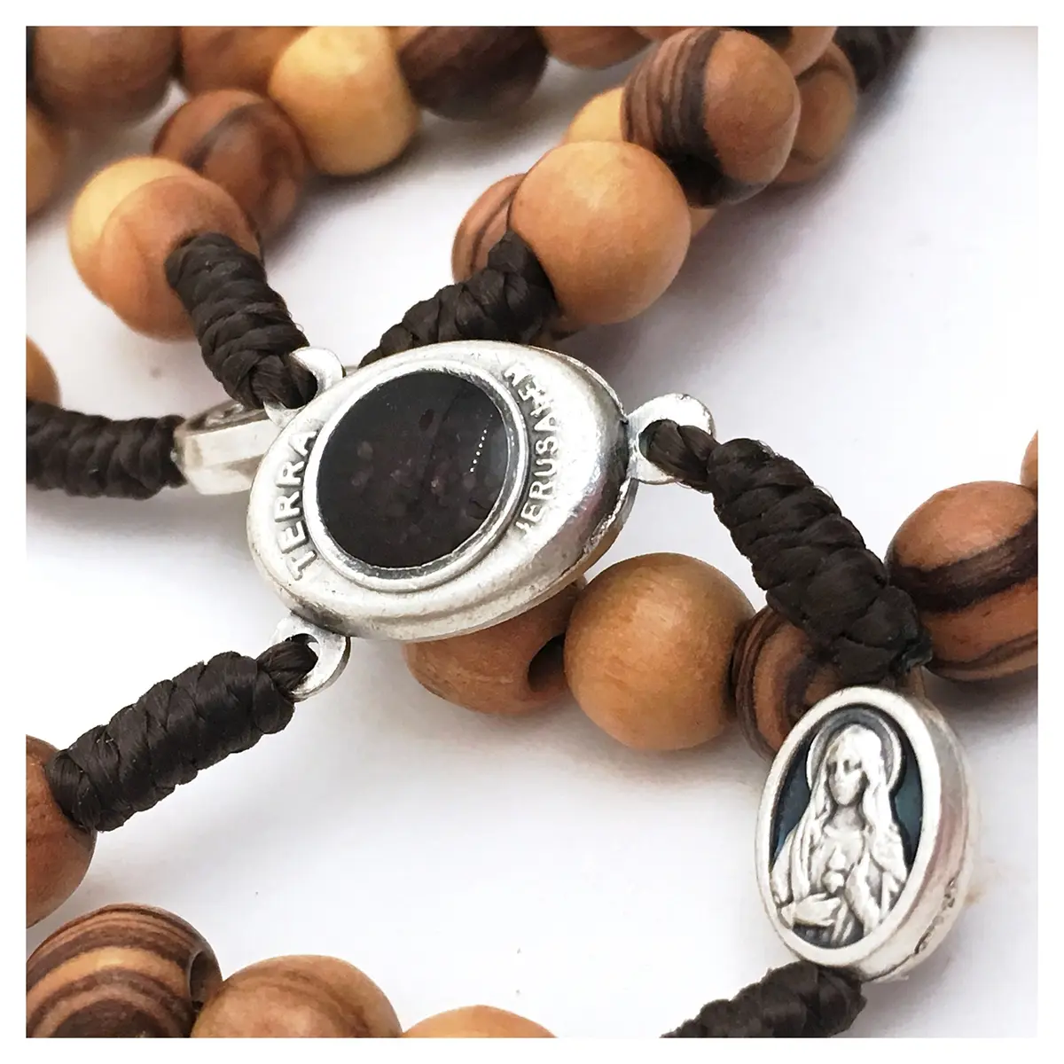 LION OF JUDAH MARKET / Cortina Olive Wood Rosary 15.5in | Holy Soil Christian Gift from Jerusalem - view 5