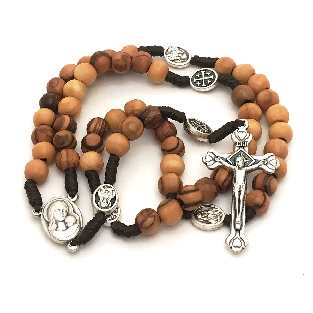 LION OF JUDAH MARKET / Cortina Olive Wood Rosary 15.5in | Holy Soil Christian Gift from Jerusalem - view 2