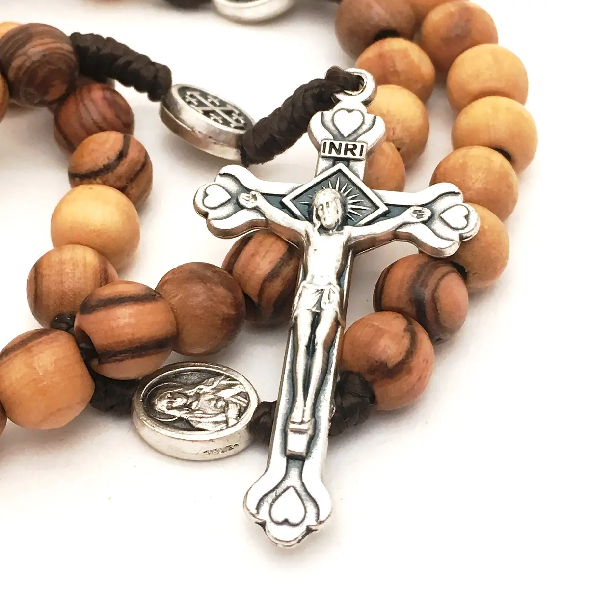 LION OF JUDAH MARKET / Cortina Olive Wood Rosary 15.5in | Holy Soil Christian Gift from Jerusalem - view 3