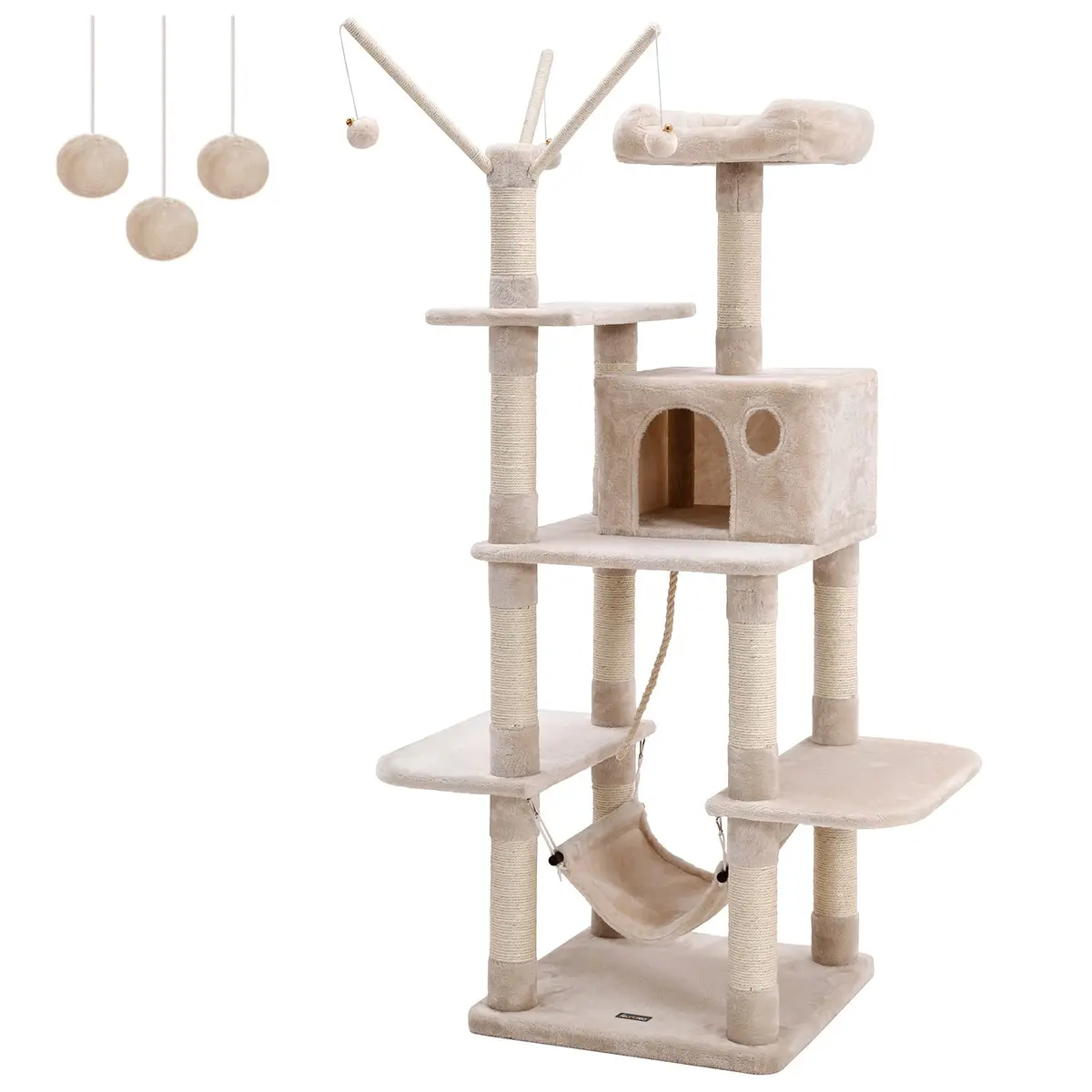 FEANDREA Climbing Tree 154cm | Stable Cat Activity Center with Hammock & Cave - main product image