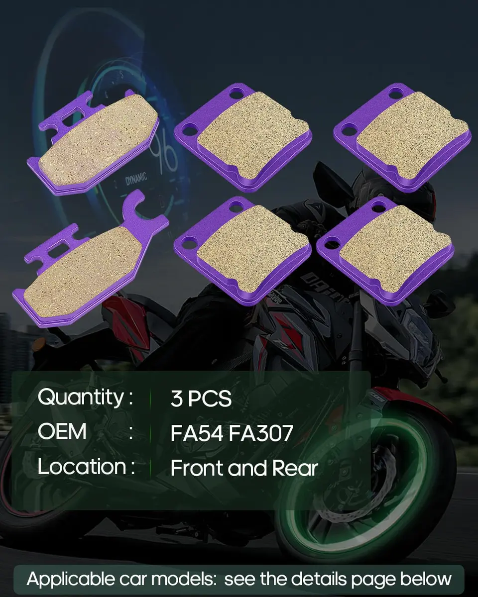 SCITOO Front and Rear Brake Pads for Yamaha Big Bear 400 2003-2006 FA54 | OEM Replacement, Carbon Fiber, Easy Fit - view 2