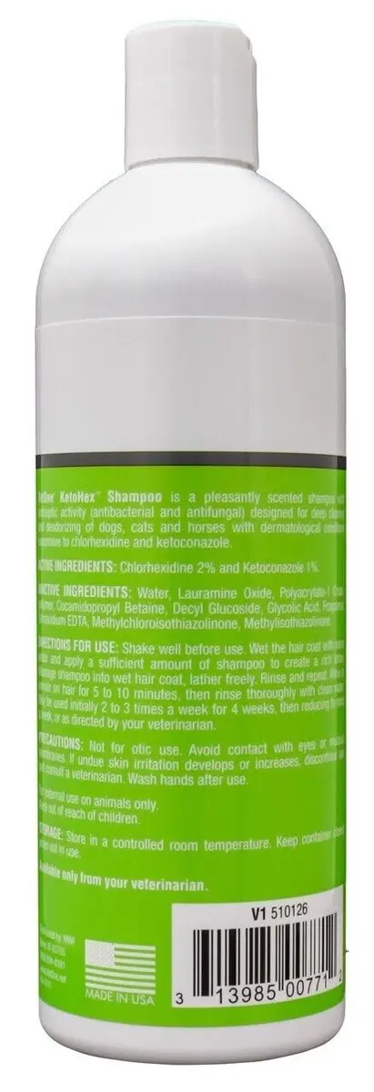 Vet One KetoHex Cat and Dog Shampoo - 16 oz Anti Bacterial Flea & Tick Treatment, Sensitive Skin Care, Antifungal, Moisturizes & Protects - view 2