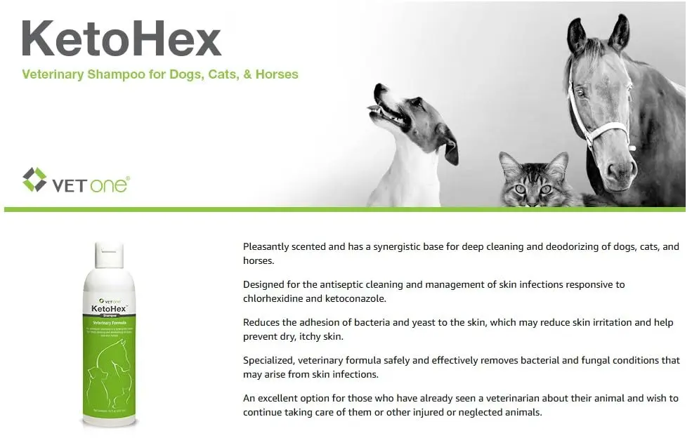 Vet One KetoHex Cat and Dog Shampoo - 16 oz Anti Bacterial Flea & Tick Treatment, Sensitive Skin Care, Antifungal, Moisturizes & Protects - view 5