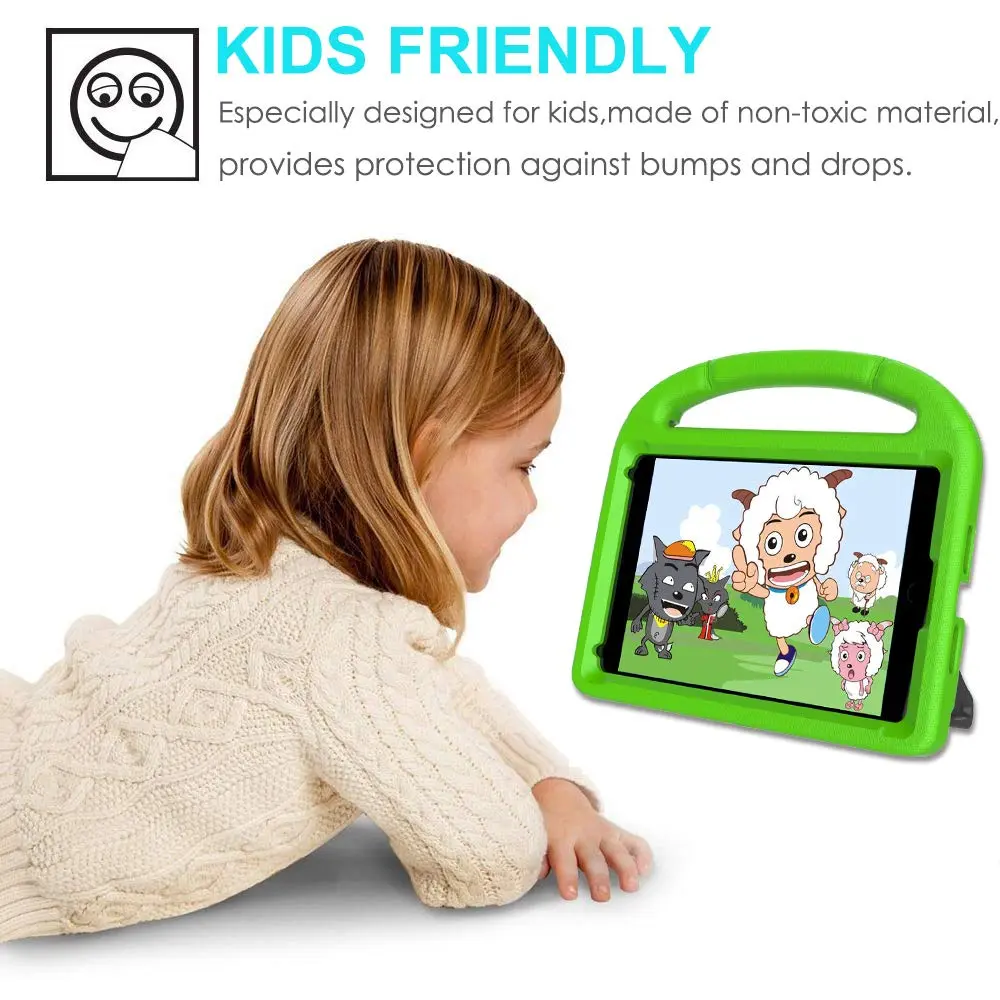 Suplik Kids Case for iPad Mini 1-5 (7.9") | Green EVA & Rubber with Handle, Kickstands & 2 Screen Protectors - view 5