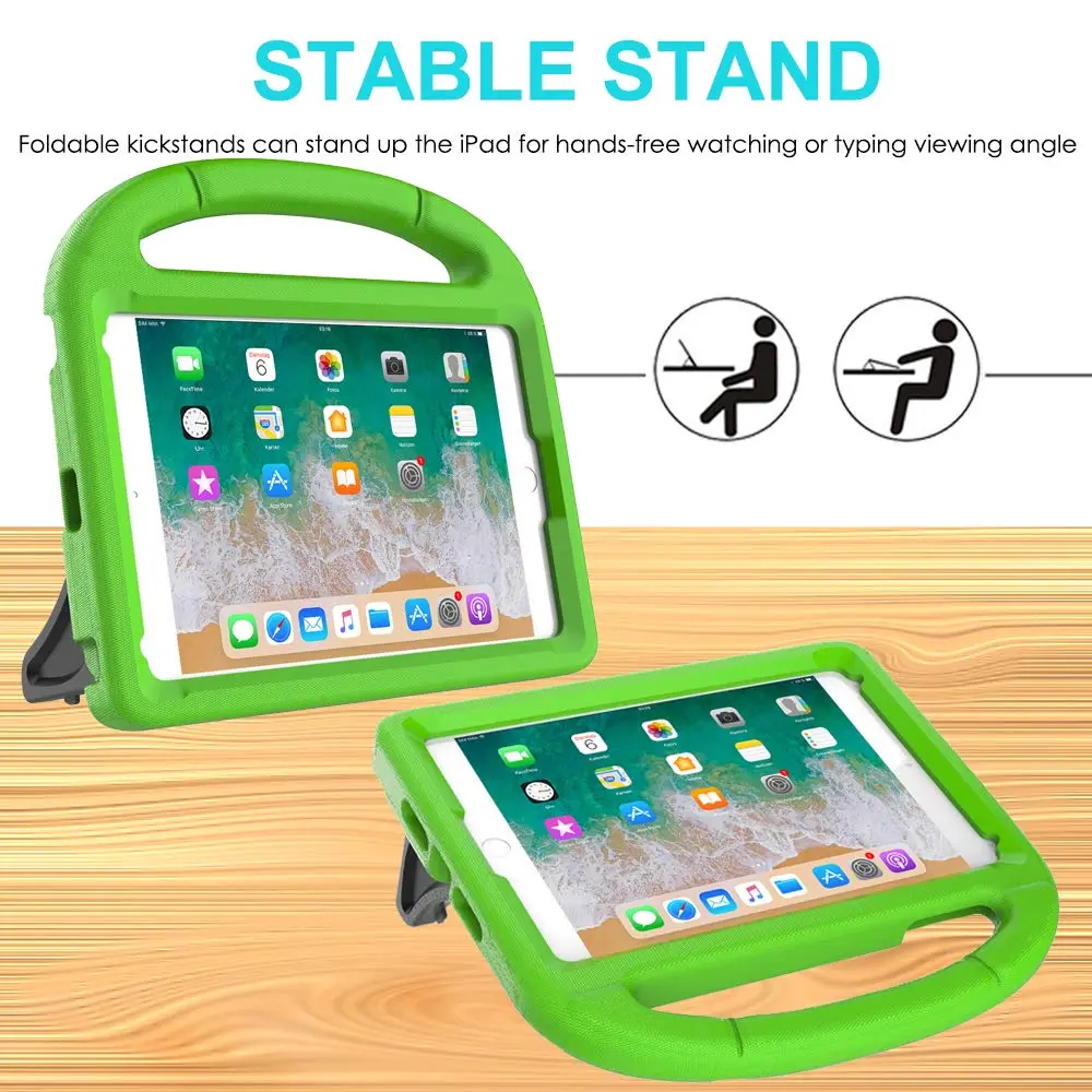 Suplik Kids Case for iPad Mini 1-5 (7.9") | Green EVA & Rubber with Handle, Kickstands & 2 Screen Protectors - view 3
