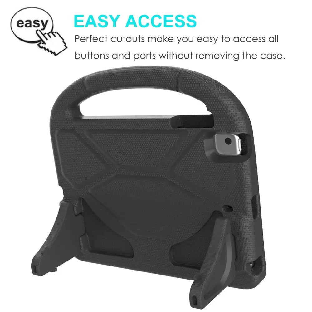Suplik Kids Case for iPad Mini 1-5 (7.9") | Black EVA Rubber Handle Stand Cover with 2 Screen Protectors - view 6