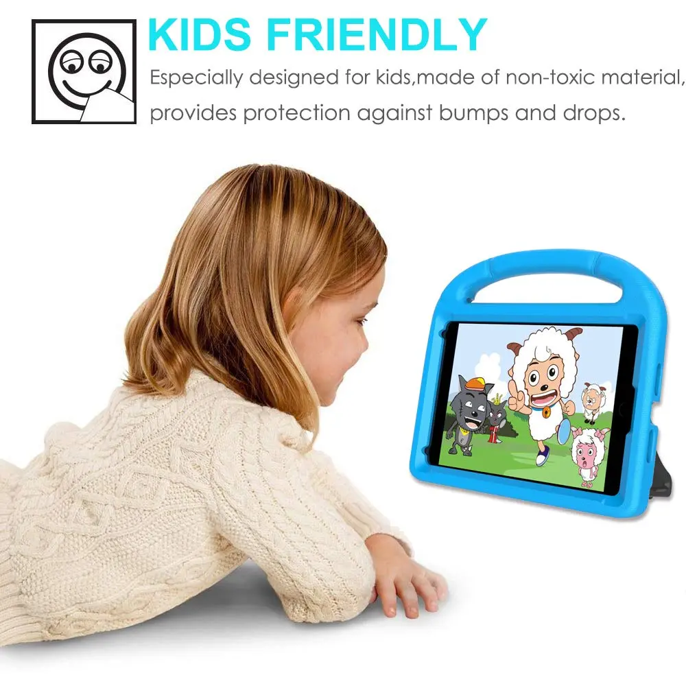 Suplik Kids Case for iPad Mini 1-5 (7.9") | Blue Shockproof Handle Stand Cover with 2 Screen Protectors - view 5