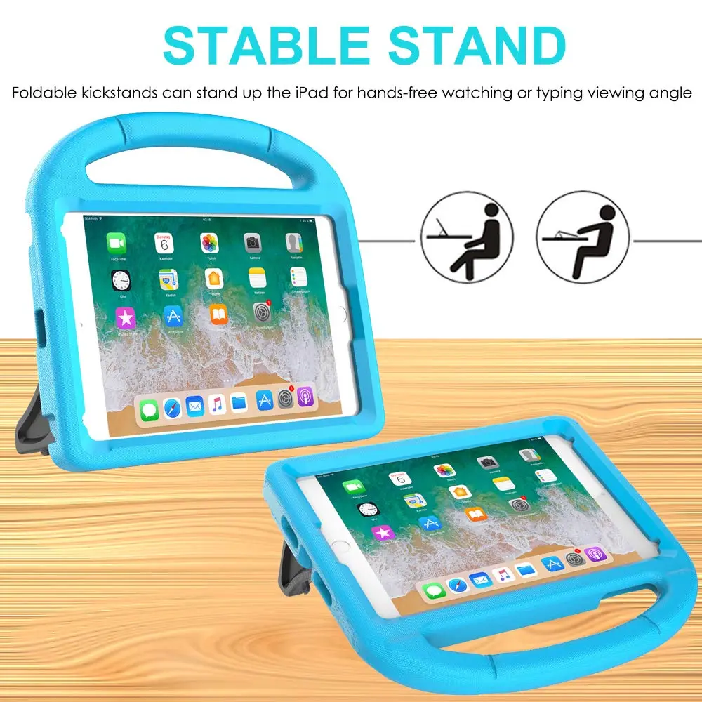 Suplik Kids Case for iPad Mini 1-5 (7.9") | Blue Shockproof Handle Stand Cover with 2 Screen Protectors - view 3
